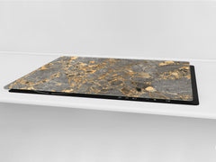 UNIQUE Tempered GLASS Kitchen Board – Impact & Scratch Resistant Cooktop cover DD32 Marbles 2 Series: Agate interwoven with gold