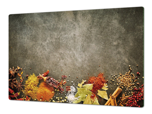 Schneidbrett aus Hartglas und schützende Arbeitsoberfläche – Schneideplatten: Sehr groß Küchenbrett aus Hartglas und Kochplattenabdeckung; spice series DD03B: Spices 9