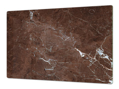 UNIQUE Tempered GLASS Kitchen Board – Impact & Scratch Resistant Cooktop cover DD32 Marbles 2 Series: Polished brown stone