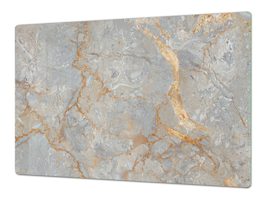 UNIQUE Tempered GLASS Kitchen Board – Impact & Scratch Resistant Cooktop cover DD32 Marbles 2 Series: Natural breccia marble