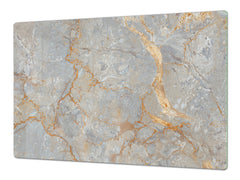 UNIQUE Tempered GLASS Kitchen Board – Impact & Scratch Resistant Cooktop cover DD32 Marbles 2 Series: Natural breccia marble