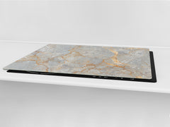 UNIQUE Tempered GLASS Kitchen Board – Impact & Scratch Resistant Cooktop cover DD32 Marbles 2 Series: Natural breccia marble