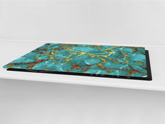 Gigantic Worktop saver and Pastry Board - Tempered GLASS Cutting Board DD21 Marbles 1 Series: Rippled marble surface