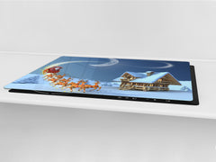 HUGE TEMPERED GLASS COOKTOP COVER - DD30 Christmas Series: Santa and reindeer