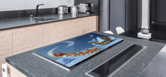 HUGE TEMPERED GLASS COOKTOP COVER - DD30 Christmas Series: Santa and reindeer