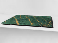 Gigantic Worktop saver and Pastry Board - Tempered GLASS Cutting Board DD21 Marbles 1 Series: Green marble with golden veins 2
