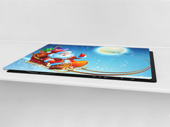 HUGE TEMPERED GLASS COOKTOP COVER - DD30 Christmas Series: Santa Claus with gifts