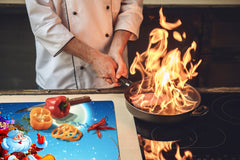 HUGE TEMPERED GLASS COOKTOP COVER - DD30 Christmas Series: Santa Claus with gifts