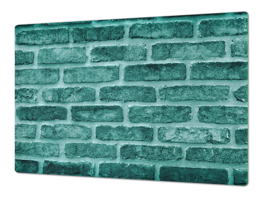 GIGANTIC CUTTING BOARD and Cooktop Cover - Glass Kitchen Board DD35 Textures and tiles 1 Series: Green vintage brick