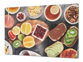 Enorm Küchenbrett aus Hartglas und Induktionskochplattenabdeckung; Food series DD16: Fruit Breakfast