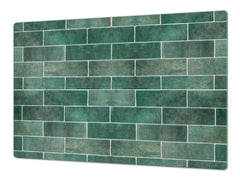 GIGANTIC CUTTING BOARD and Cooktop Cover - Glass Kitchen Board DD35 Textures and tiles 1 Series: Green vintage ceramic tiles 2