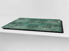 GIGANTIC CUTTING BOARD and Cooktop Cover - Glass Kitchen Board DD35 Textures and tiles 1 Series: Green vintage ceramic tiles 2