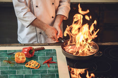 GIGANTIC CUTTING BOARD and Cooktop Cover - Glass Kitchen Board DD35 Textures and tiles 1 Series: Green vintage ceramic tiles 2