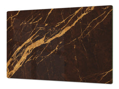 UNIQUE Tempered GLASS Kitchen Board – Impact & Scratch Resistant Cooktop cover DD32 Marbles 2 Series: Abstract brown