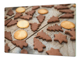 Tempered GLASS Cutting Board - Glass Kitchen Board; Cakes and Sweets Serie DD13 Christmas tree cookies