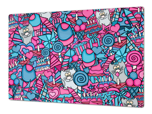 Plaque de cuisson à induction - Couvre-cuisinière en verre: GÉANT Couvre-cuisinière à induction; Série Fantastique et conte de fées DD18: Doodle anniversaire