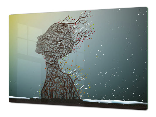 Induction Cooktop Cover – Glass Worktop saver: Fantasy and fairy-tale series DD18 Last autumn sun