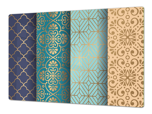 HUGE TEMPERED GLASS CHOPPING BOARD ; Moroccan design Series DD21 Floral mandala