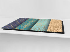 HUGE TEMPERED GLASS CHOPPING BOARD ; Moroccan design Series DD21 Floral mandala