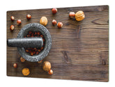 Enorm Küchenbrett aus Hartglas und Induktionskochplattenabdeckung; Food series DD16: Nuts in a mortar 1