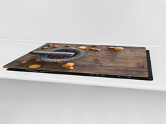 BIG KITCHEN BOARD & Induction Cooktop Cover – Glass Pastry Board - Food series DD16 Nuts in a mortar 1