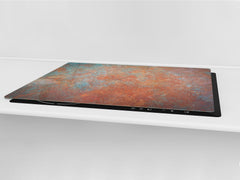 BIG KITCHEN BOARD & Induction Cooktop Cover – Glass Pastry Board DD34 Rusted textures Series: Oxidized metal 2