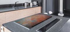 BIG KITCHEN BOARD & Induction Cooktop Cover – Glass Pastry Board DD34 Rusted textures Series: Oxidized metal 2