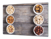 Enorm Küchenbrett aus Hartglas und Induktionskochplattenabdeckung; Food series DD16: Nuts