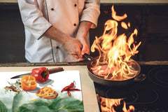 Gigantic Worktop saver and Pastry Board - Tempered GLASS Cutting Board DD21 Marbles 1 Series: Green marble leaves