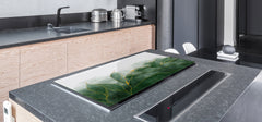 Gigantic Worktop saver and Pastry Board - Tempered GLASS Cutting Board DD21 Marbles 1 Series: Green marble leaves