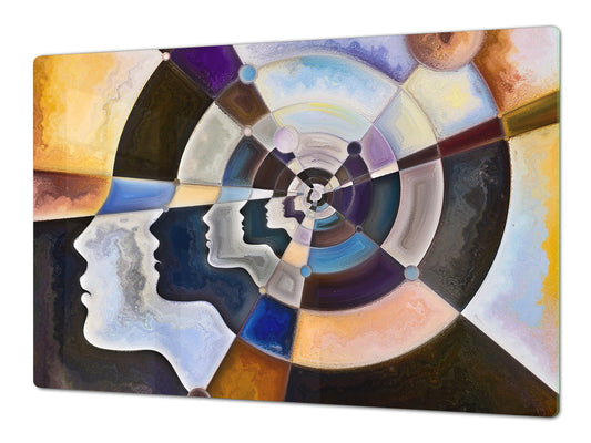 ENORMOUS Tempered GLASS Chopping Board - Induction Cooktop Cover – SINGLE: 80 x 52 cm; DOUBLE: 40 x 52 cm; DD43 Abstract Graphics Series: Colors in us