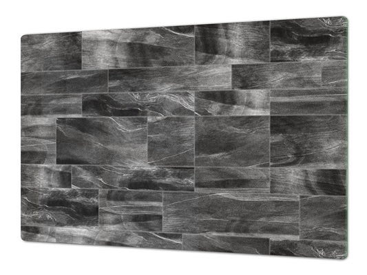 GIGANTIC CUTTING BOARD and Cooktop Cover - Glass Kitchen Board DD35 Textures and tiles 1 Series: Dark grey marble tiles