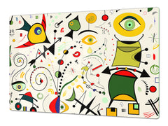 HUGE TEMPERED GLASS CHOPPING BOARD ; Moroccan design Series DD21 Inspired by Miró