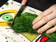 HUGE TEMPERED GLASS CHOPPING BOARD ; Moroccan design Series DD21 Inspired by Miró