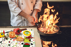 HUGE TEMPERED GLASS CHOPPING BOARD ; Moroccan design Series DD21 Inspired by Miró