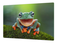 Gigantic Worktop saver and Pastry Board - Tempered GLASS Cutting Board Animals series DD01 A smiling frog 2