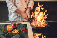 HUGE Cutting Board – Worktop saver and Pastry Board – Glass Kitchen Board DD37 Vintage leaves and patterns Series: Floral art deco