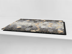 ENORMOUS Tempered GLASS Chopping Board - Induction Cooktop Cover DD36 Textures and tiles 2 Series: Golden-black geometric abstraction