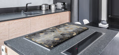 ENORMOUS Tempered GLASS Chopping Board - Induction Cooktop Cover DD36 Textures and tiles 2 Series: Golden-black geometric abstraction