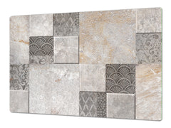 HUGE Cutting Board – Worktop saver and Pastry Board – Glass Kitchen Board DD37 Vintage leaves and patterns Series: Stone mosaic background