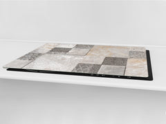 HUGE Cutting Board – Worktop saver and Pastry Board – Glass Kitchen Board DD37 Vintage leaves and patterns Series: Stone mosaic background