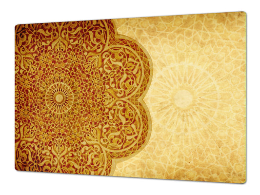 HUGE TEMPERED GLASS CHOPPING BOARD ; Moroccan design Series DD21 Moroccan rose 1