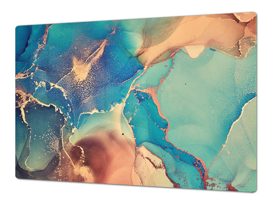 HUGE TEMPERED GLASS COOKTOP COVER – Glass Cutting Board and Worktop Saver DD33 Colourful abstractions Series: Modern fluid art