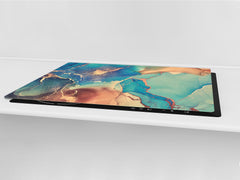 HUGE TEMPERED GLASS COOKTOP COVER – Glass Cutting Board and Worktop Saver DD33 Colourful abstractions Series: Modern fluid art