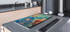 HUGE TEMPERED GLASS COOKTOP COVER – Glass Cutting Board and Worktop Saver DD33 Colourful abstractions Series: Modern fluid art