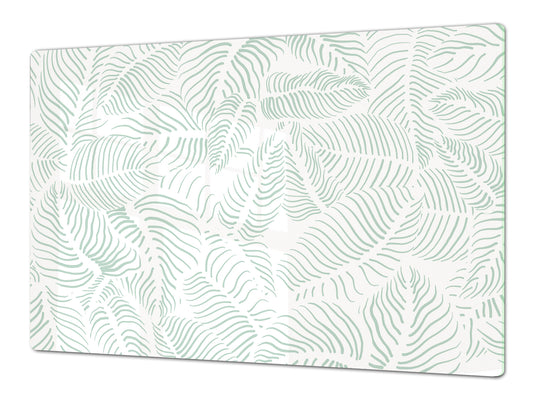 HUGE Cutting Board – Worktop saver and Pastry Board – Glass Kitchen Board DD37 Vintage leaves and patterns Series: Abstract leave background