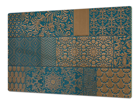 ENORMOUS Tempered GLASS Chopping Board - Induction Cooktop Cover DD36 Textures and tiles 2 Series: Indian style patchwork