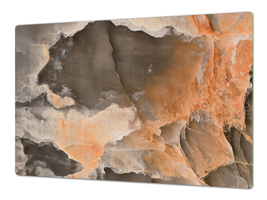 UNIQUE Tempered GLASS Kitchen Board – Impact & Scratch Resistant Cooktop cover DD32 Marbles 2 Series: 3D marble wall