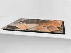 UNIQUE Tempered GLASS Kitchen Board – Impact & Scratch Resistant Cooktop cover DD32 Marbles 2 Series: 3D marble wall