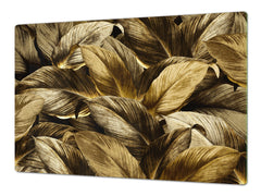 BIG KITCHEN BOARD & Induction Cooktop Cover β Glass Pastry Board β SINGLE: 80 x 52 cm (31,5β x 20,47β); DOUBLE: 40 x 52 cm (15,75β x 20,47β); DD41 Tropical Leaves Series: Precious leaves